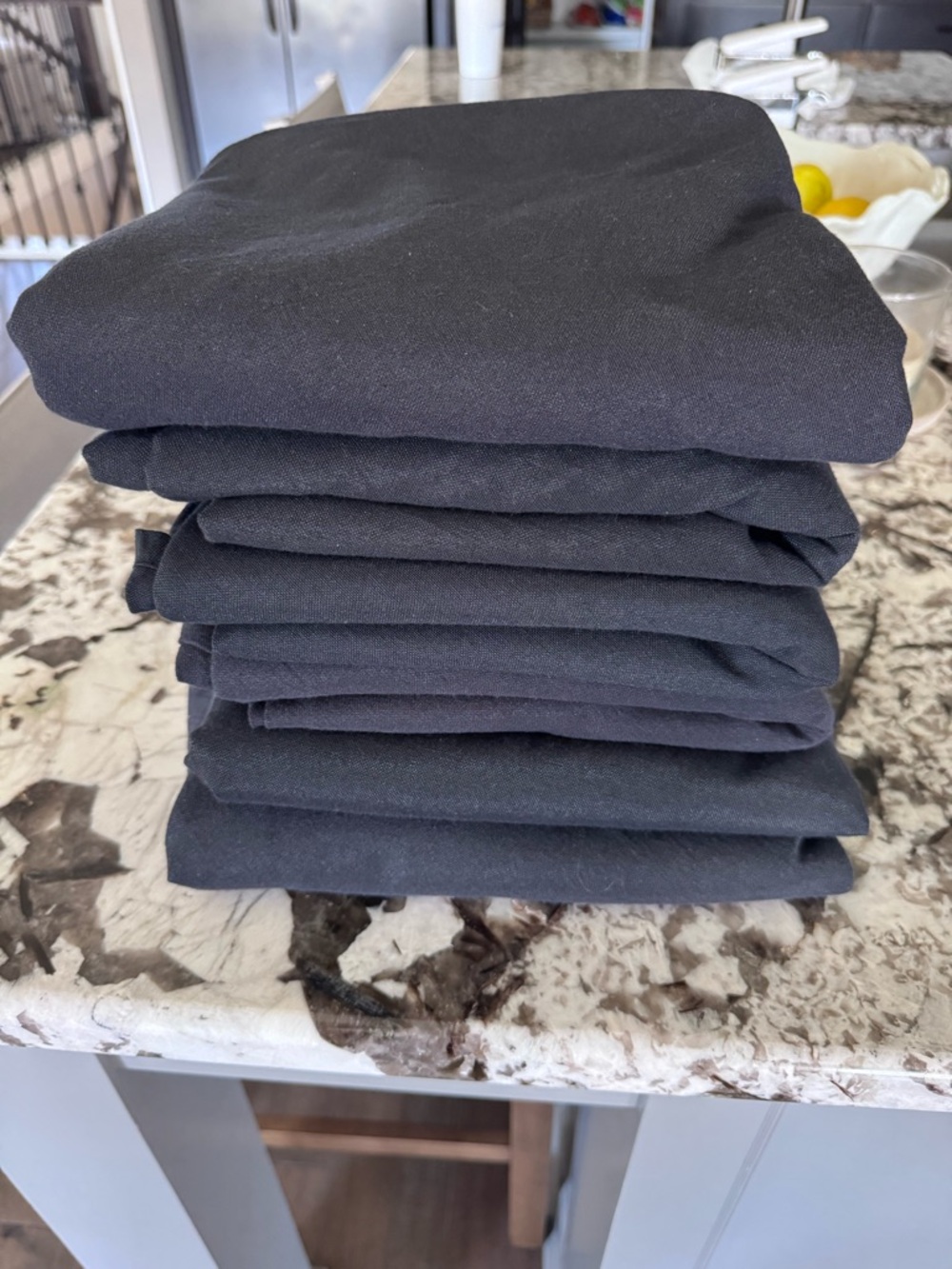 (6) Mainstays Black Round Fabric Tablecloth 70”